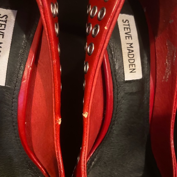 Steve Madden Red Heels with silver embellishments - Picture 5 of 6